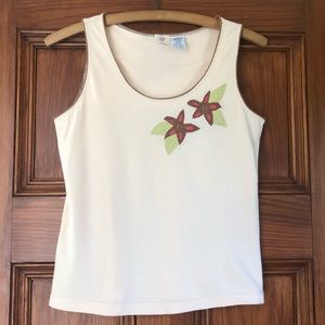 Anthro Cross Stitch Heart Embroidered TankTop